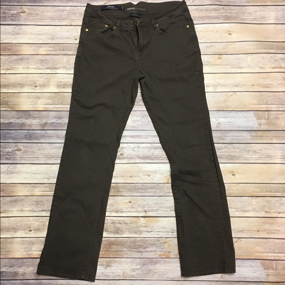 Tribal Dark Brown Denim Jeans